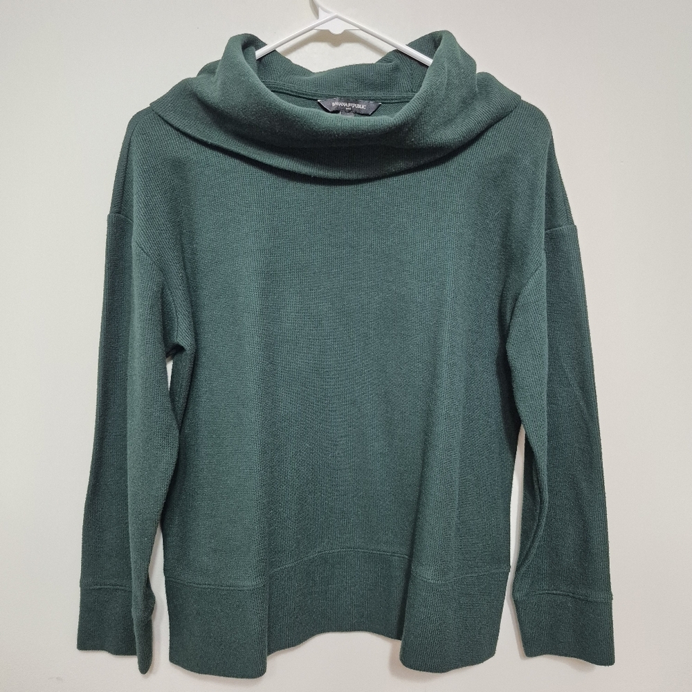 Banana Republic Forest Green Cowl Neck Sweater – Size Medium - Picture 1 of 3